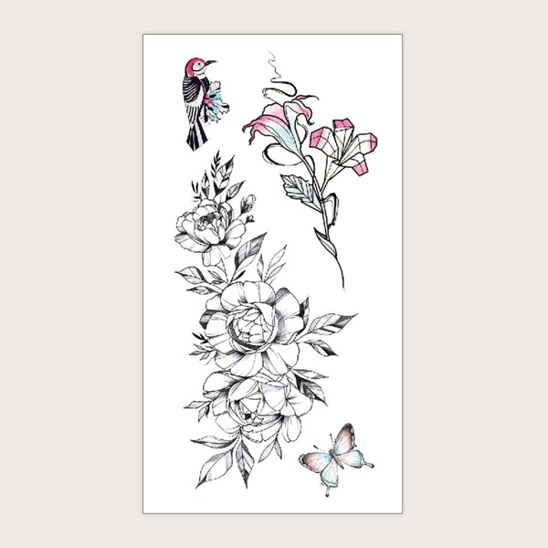 

Flower Pattern Tattoo Sticker 1sheet