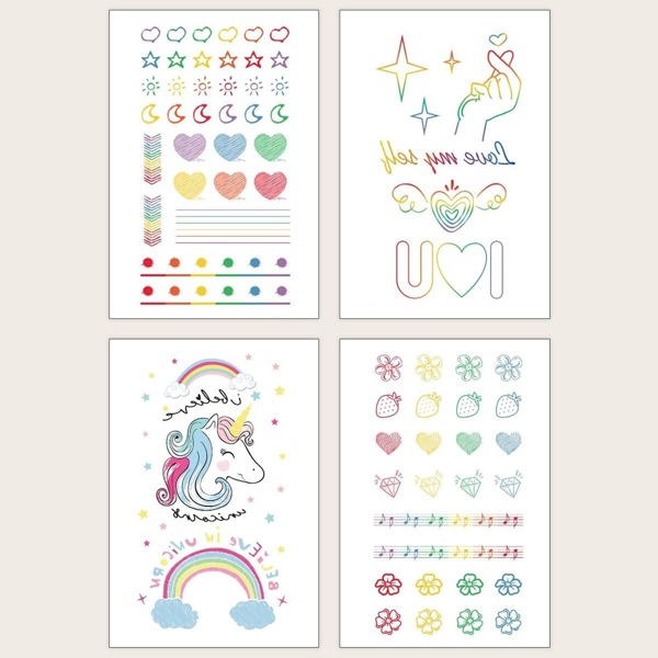 

Unicorn Pattern Tattoo Sticker 4sheet