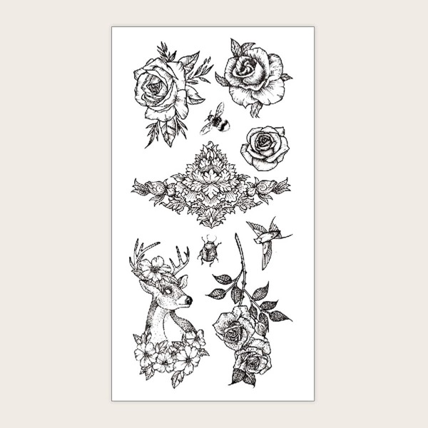 

Flower Pattern Tattoo Sticker 1sheet