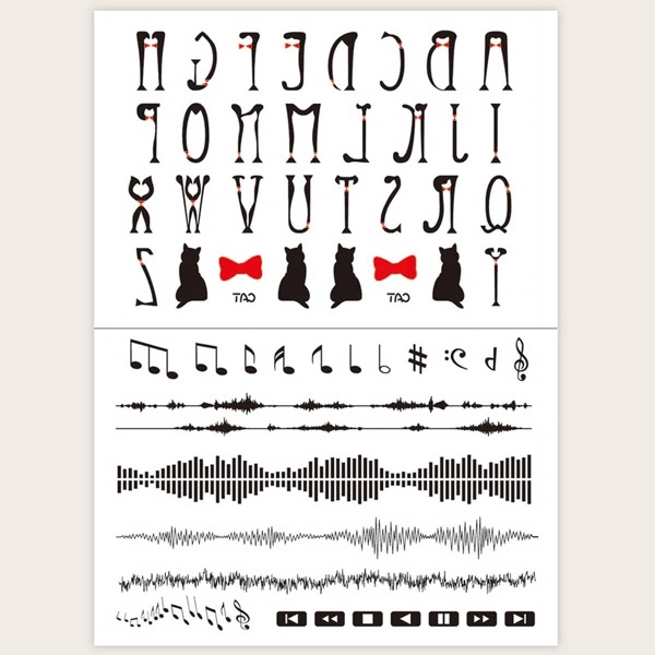 

Music Note Pattern Tattoo Sticker 2sheet
