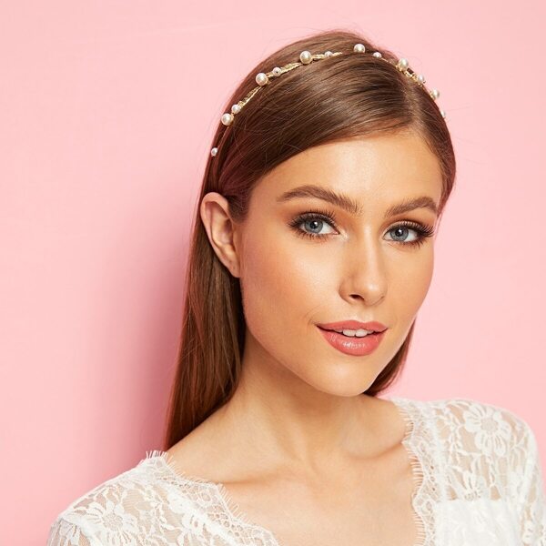 

Faux Pearl & Leaf Decor Headband