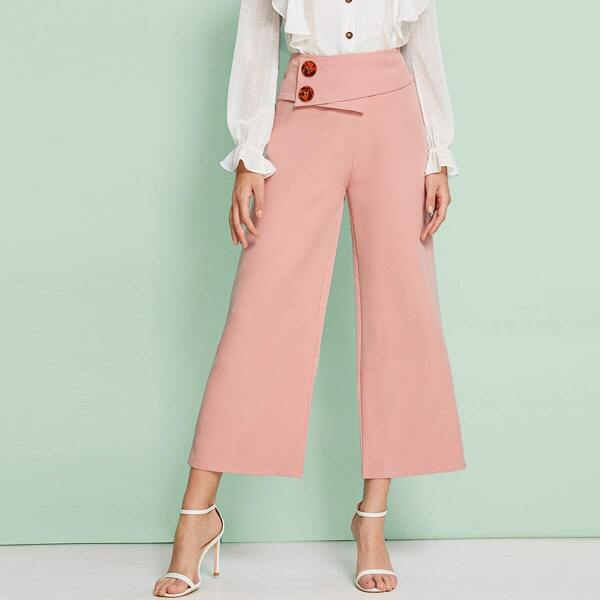 

Button Detail Wide Leg Pants