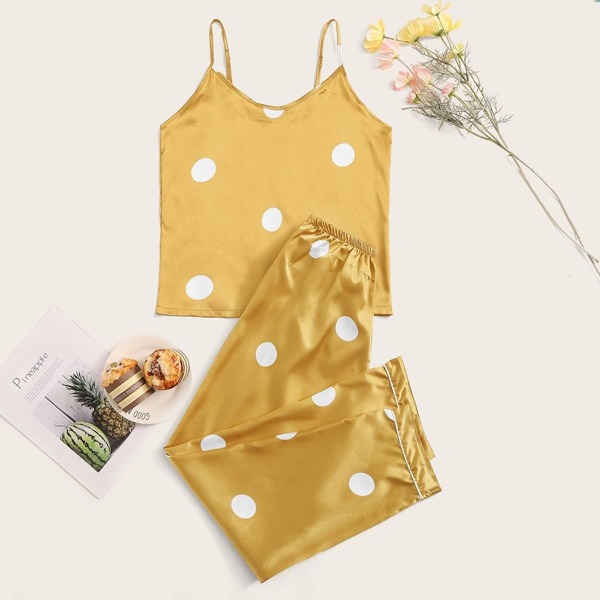 

Polka Dot Satin Cami Pajama Set