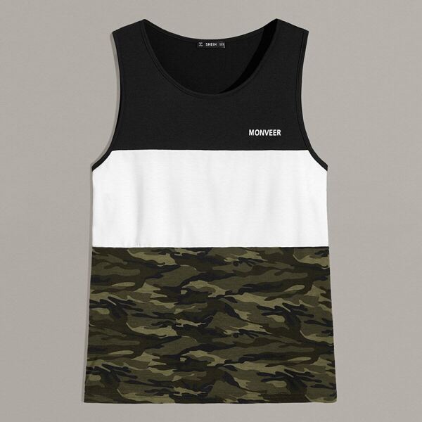 

Men Letter Graphic Colorblock Top, Multicolor