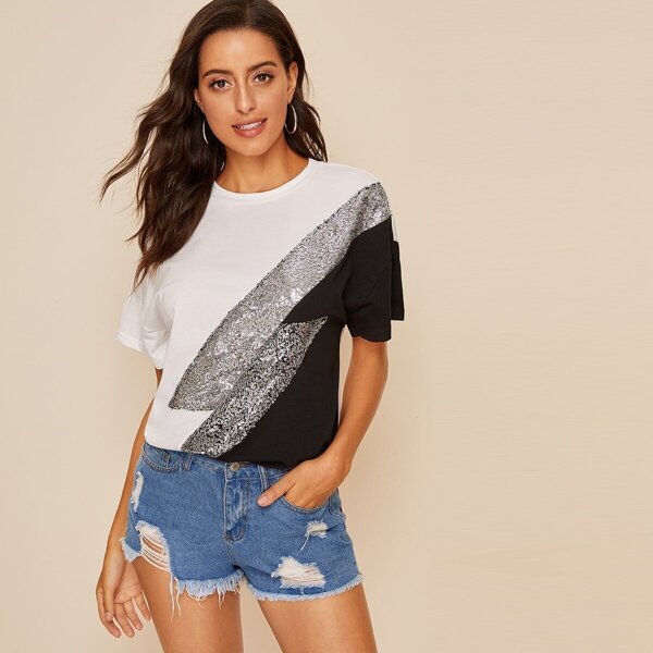 

Contrast Sequin Two Tone Tee