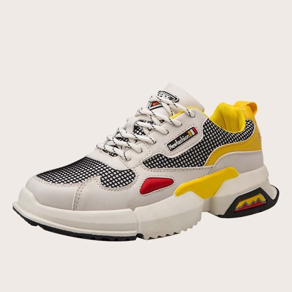 

Men Mesh Panel Chunky Sole Trainers