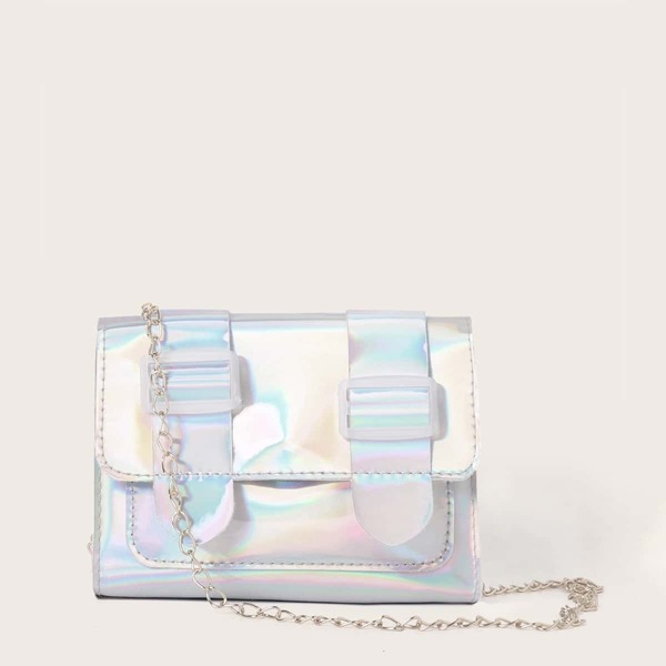 

Iridescent Flap Chain Crossbody Bag