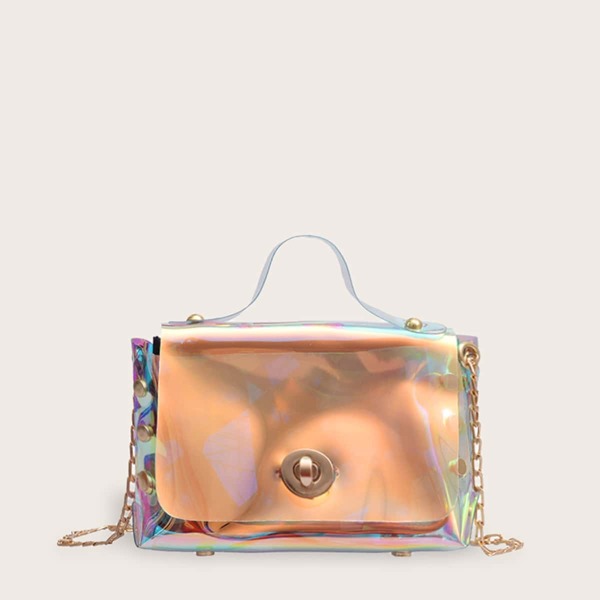 

Twist Lock Iridescent Satchel Bag