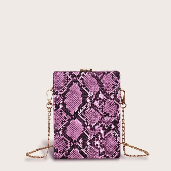 

Snakeskin Print Structured Box Bag