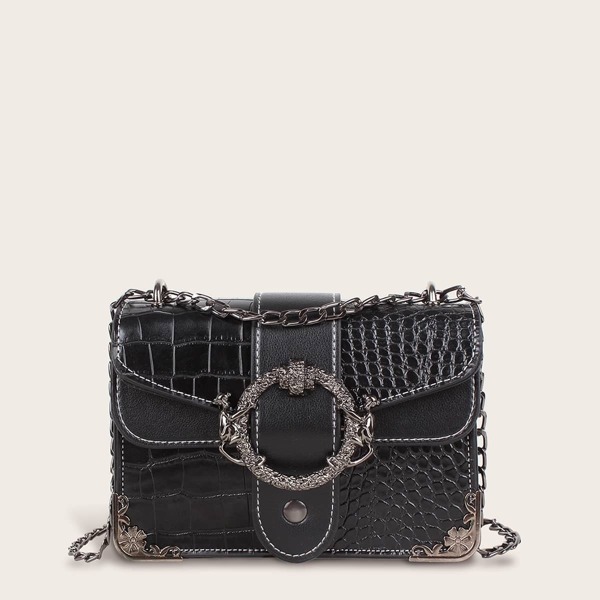 

Croc Embossed Flap Chain Bag