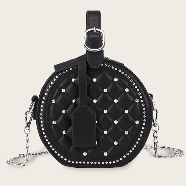 

Studded Decor Quilted Satchel Bag