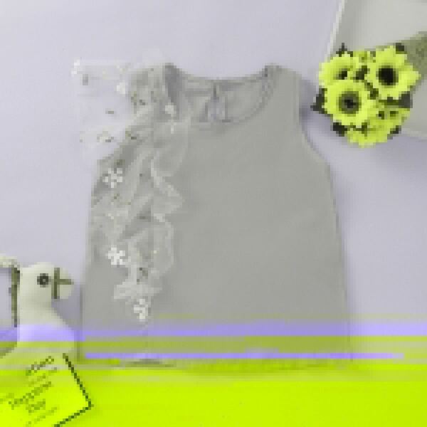 

Toddler Girls Contrast Mesh Floral Embroidery Blouse