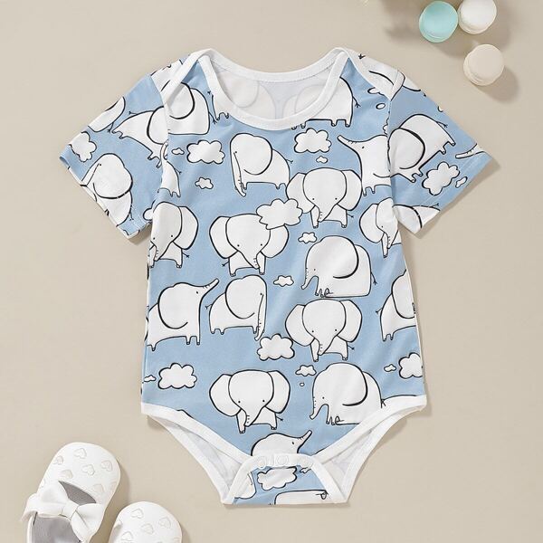 

Toddler Boys Allover Elephant Print Romper