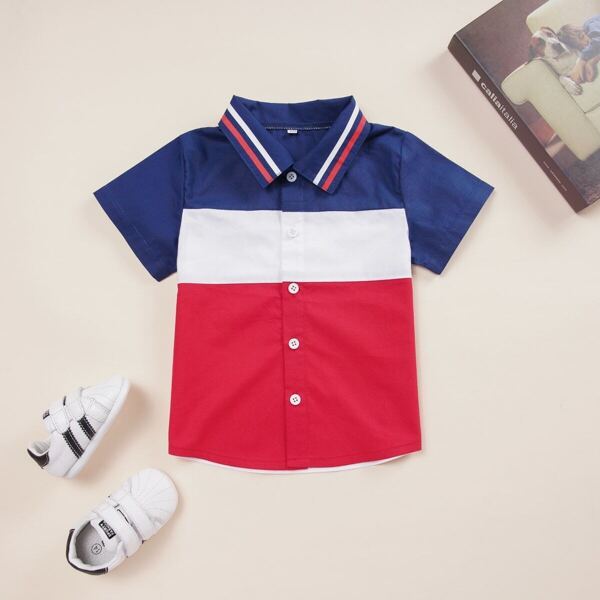 

Toddler Boys Cut And Sew Button Front Shirt