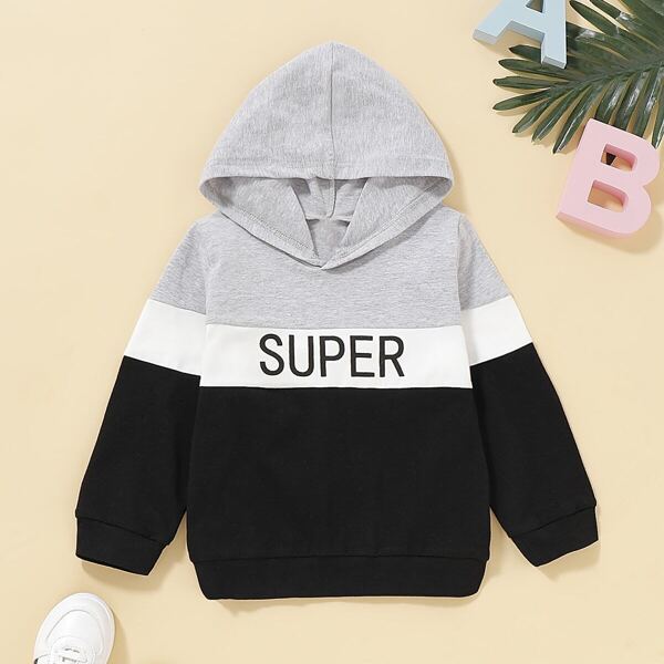 

Toddler Boys Cut And Sew Letter Graphic Hooded Sweatshirt, Multicolor