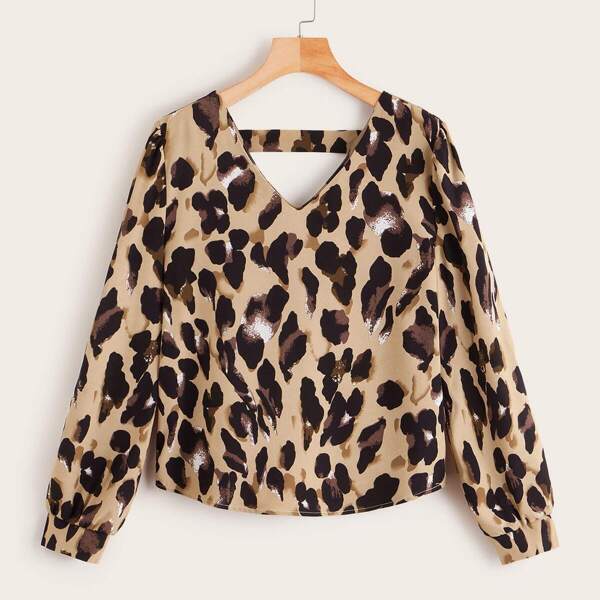 

V-neck Leopard Print Blouse