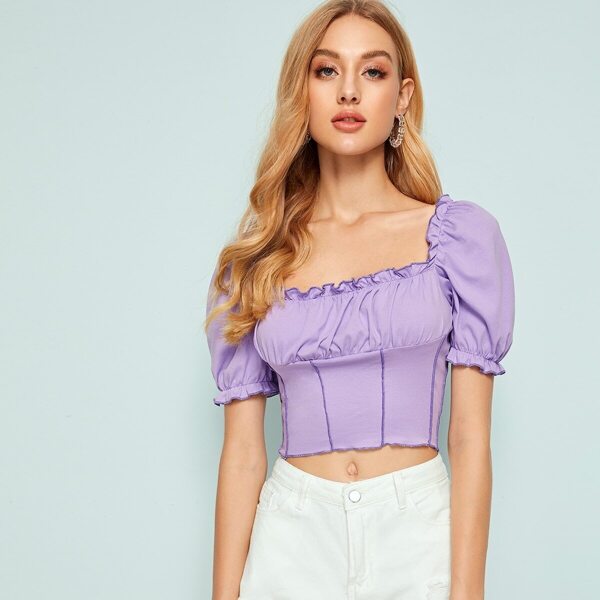 

Frill Trim Square Neck Crop Top