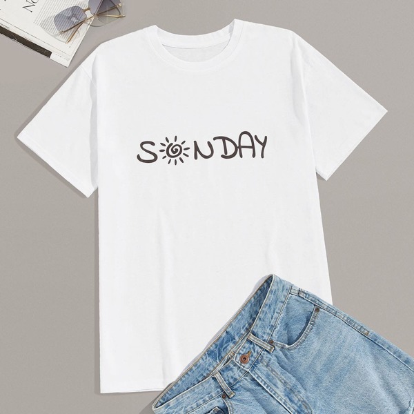 

Men Letter Print Short Sleeve Tee