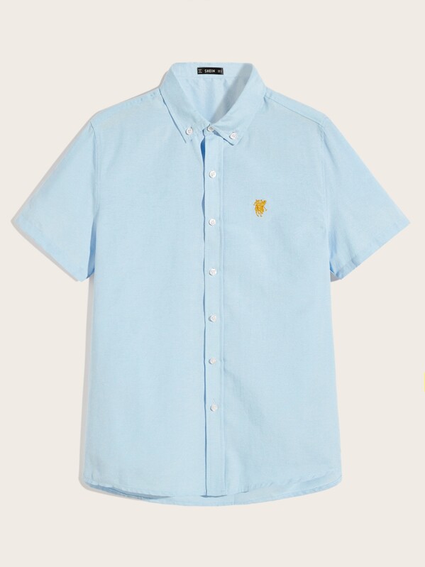 

Men Embroidered Detail Shirt, Blue