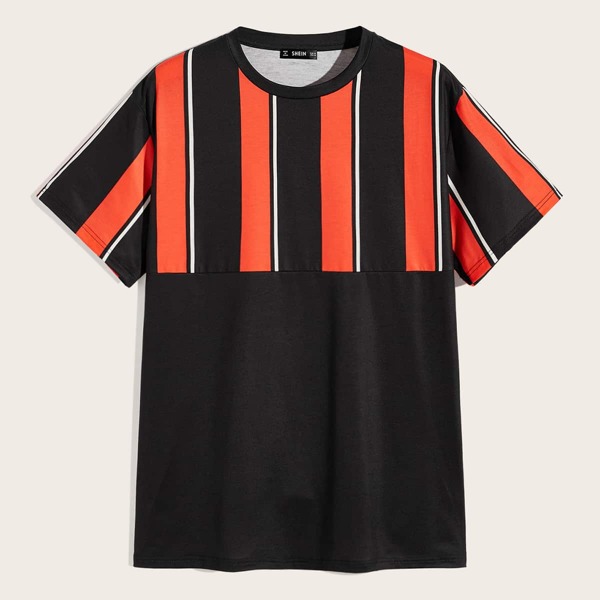 

Men Striped Short Sleeve Tee, Black