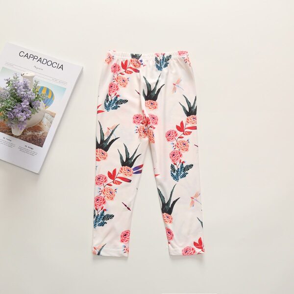 

Toddler Girls Botanical Print Elastic Waist Leggings