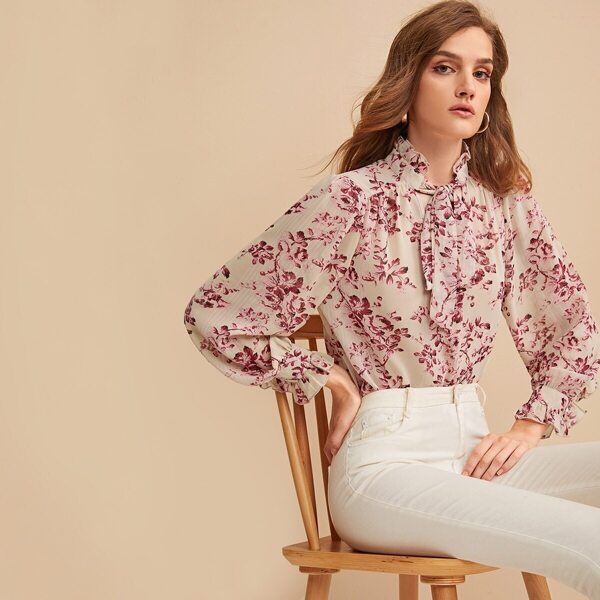 

Ditsy Floral Tie Neck Blouse