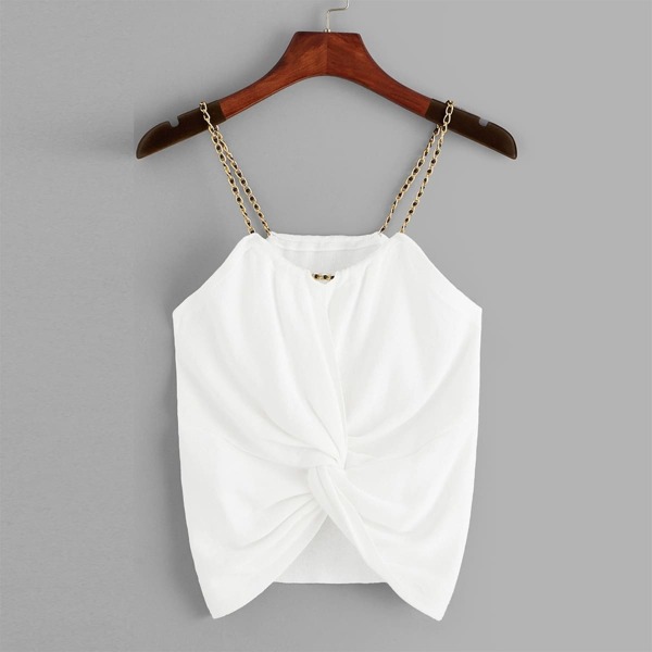 

Plus Twist Detail Chain Strap Knit Top