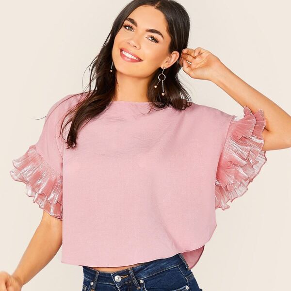 

Layered Pleated Sleeve Top