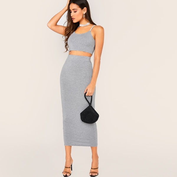 

Solid Cami Top & Pencil Skirt Set