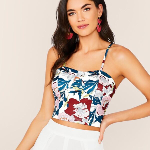 

Floral Print Bustier Cami Top, Multicolor