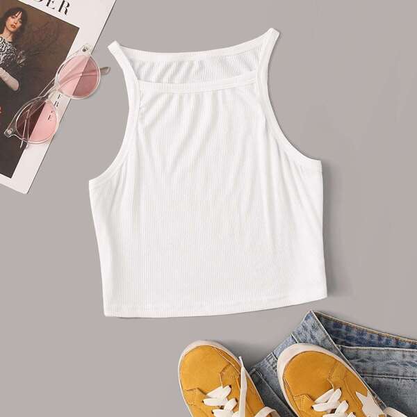 

Rib-Knit Crop Cami Top