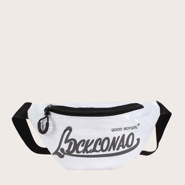 

Girls Letter Print Bum Bag, White
