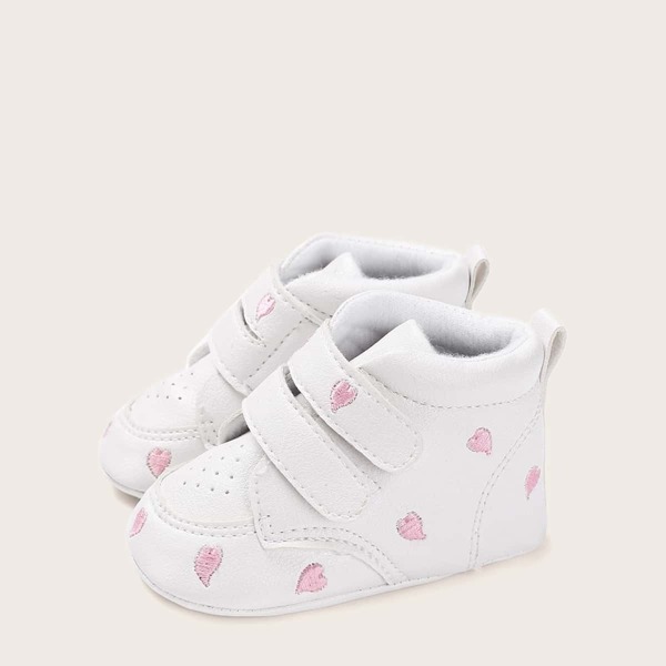 

Baby Girls Heart Embroidered Velcro Strap Sneakers