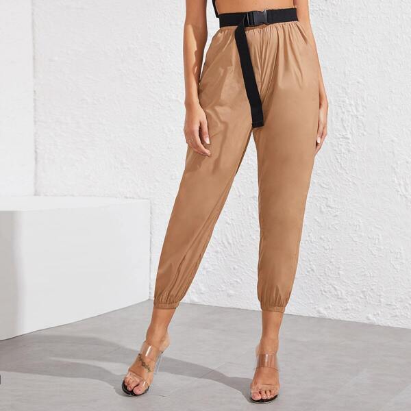 

Push Buckle Belt Crop Tapered Pants