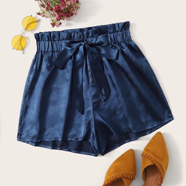 

Paperbag Waist Satin Shorts