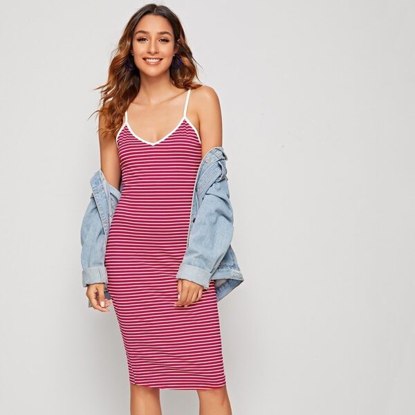 

Split Back Striped Ringer Cami Dress