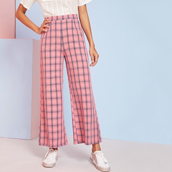 

Plaid Zip Back Wide Leg Pants