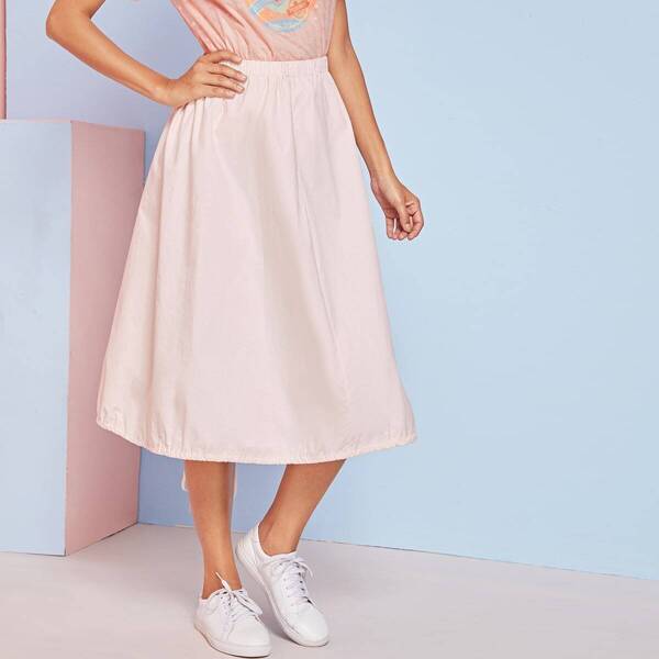 

Tie Back Elastic Waist Skirt, Pink