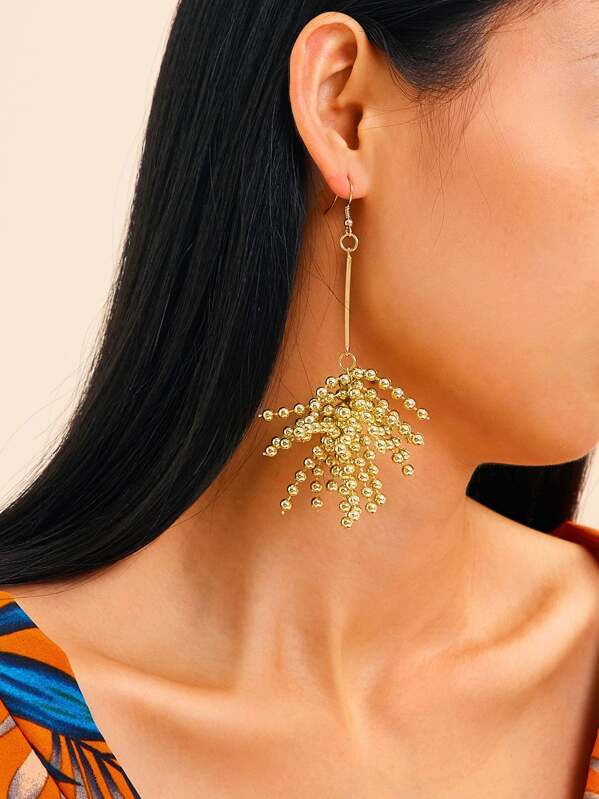

Radiation Metal Beaded Earrings 1pair, Gold