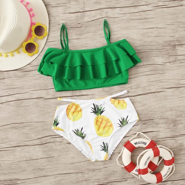 

Girls Tiered Layer Top With Pineapple Bikini Set