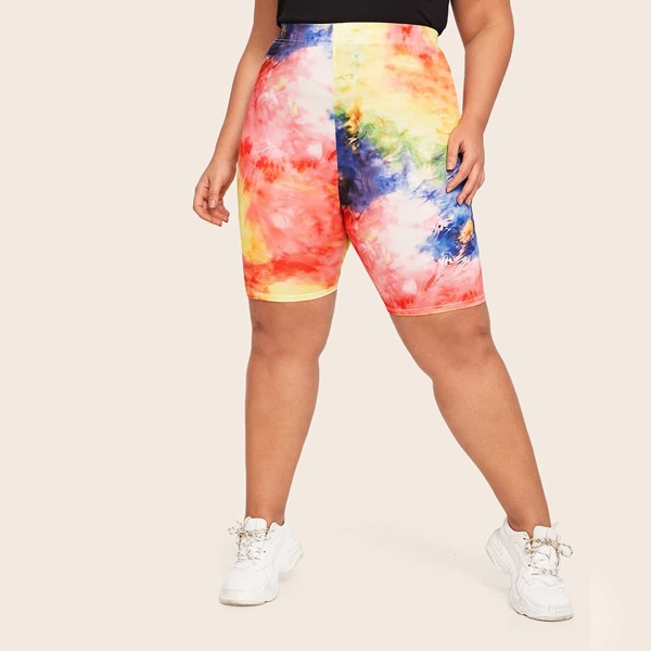 

Plus Tie Dye Biker Shorts, Multicolor