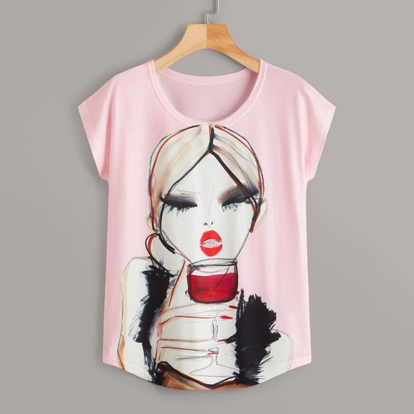 

Figure Print Cap Sleeve Tee