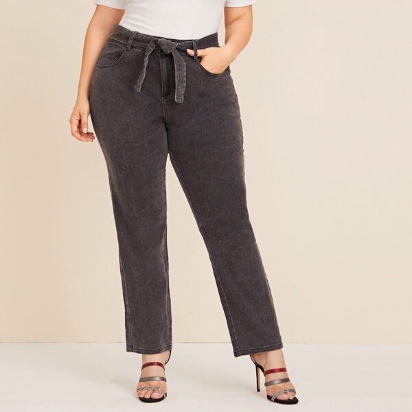 

Plus Straight Leg Belted Jeans