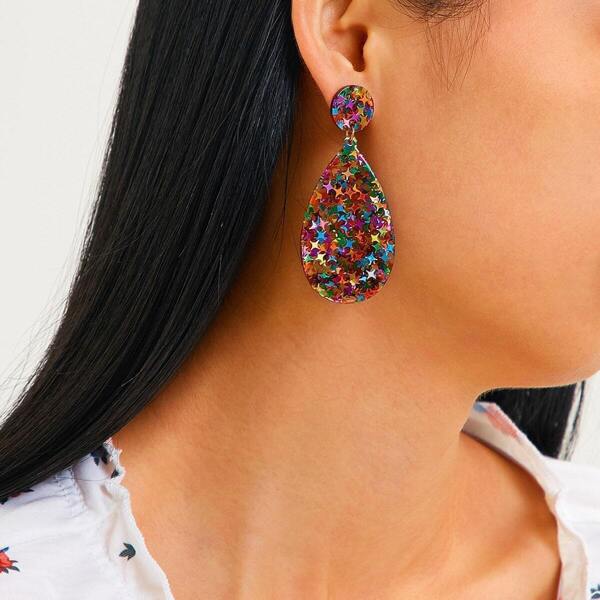 

Round Decor Waterdrop Earrings 1pair