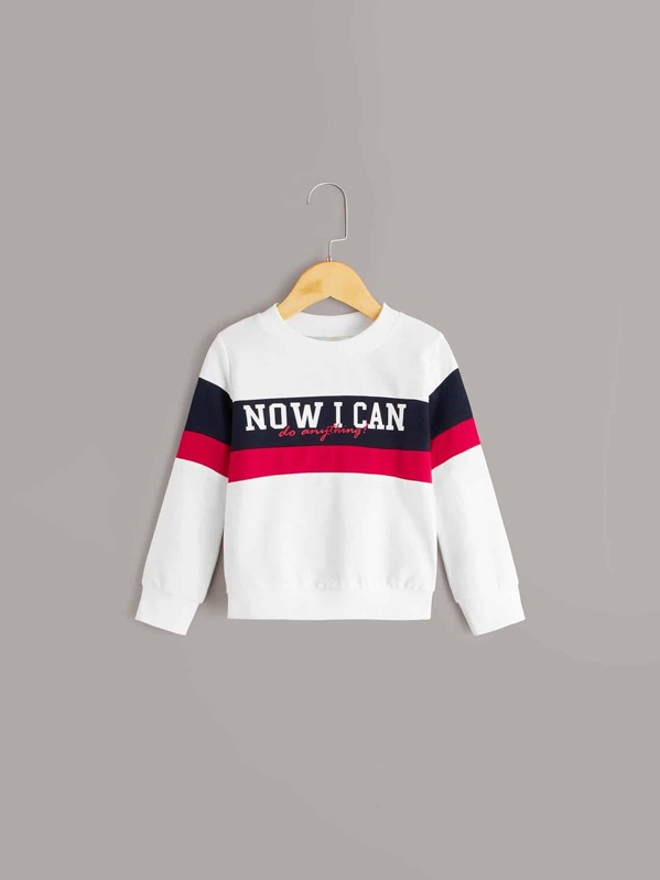 

Toddler Boys Contrast Panel Slogan Graphic Sweatshirt, White