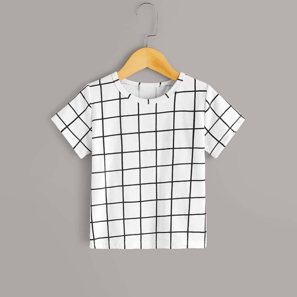 

Toddler Boys Grid Plaid Print Tee