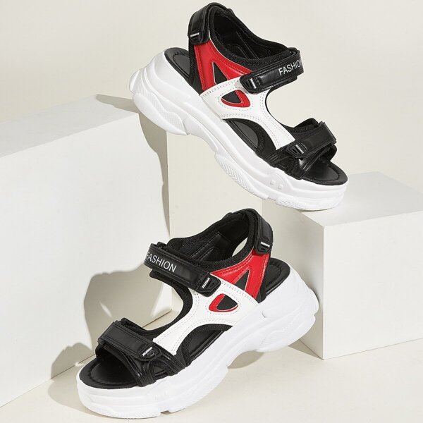 

Open Toe Velcro Strap Chunky Sole Sandals
