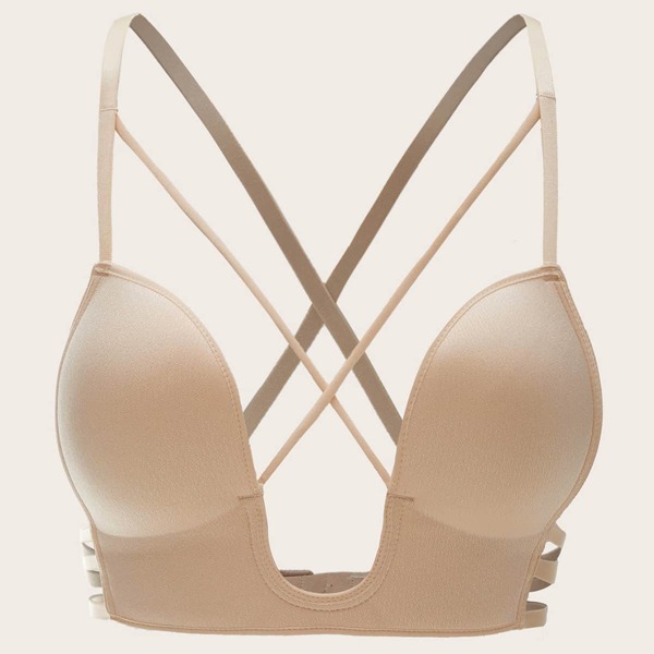 

Crisscross Back U Plunge Bra, Pink