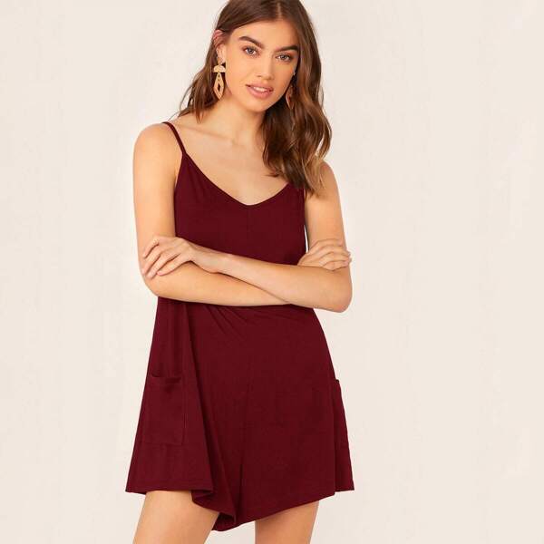 

Pocket Front Wide Leg Cami Playsuit Without Belt