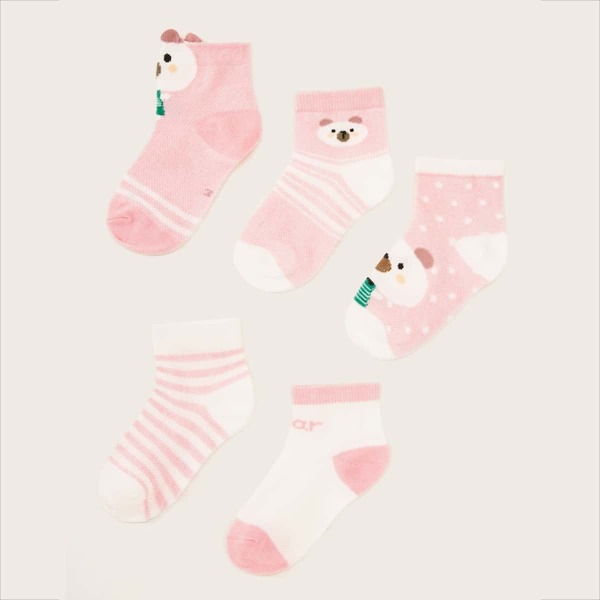 

Toddler Girls Cartoon Pattern Ankle Socks 5pairs